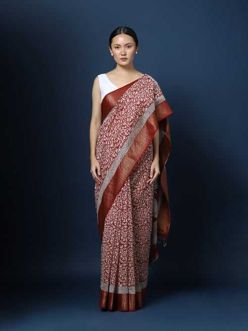 Red Bagh print Saree