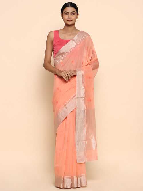 Its all peach -Chanderi cotton saree