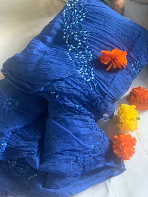 Dark Blue - Kota Doria Saree