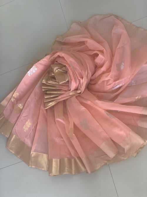 Pale Blush Chanderi Saree