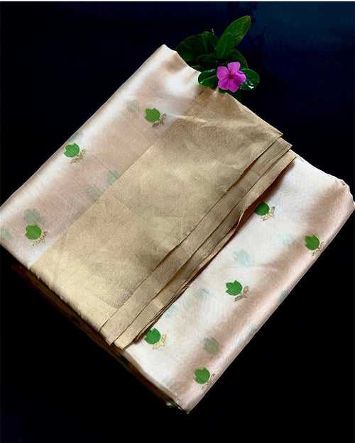 Creamy Pure Silk Chanderi Saree