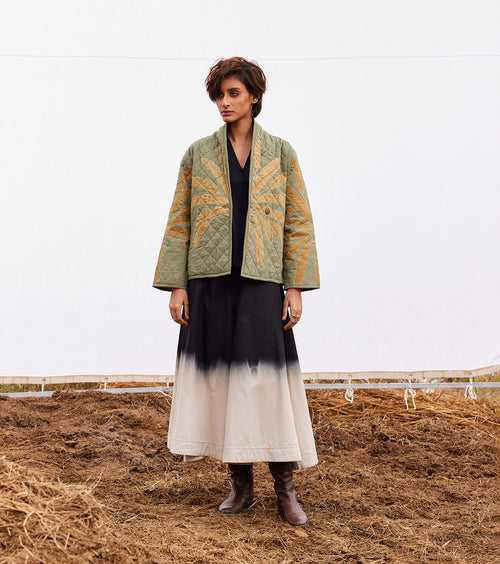 New Season Spring Summer 2024-Jacket-Cotton Mul Lawn Sage green-KW910-Fashion Edit Diana by Khara Kapas