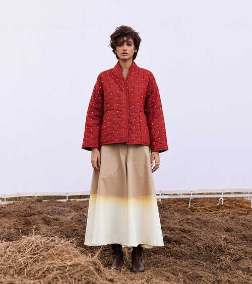 New Season Spring Summer 2024-Jacket-Cotton Mul Amber Brick red-KW897-Fashion Edit Diana by Khara Kapas