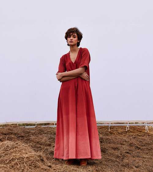 New Season Spring Summer 2024-Jumpsuit-Khadi Brick Brick red-KW915-Fashion Edit Diana by Khara Kapas