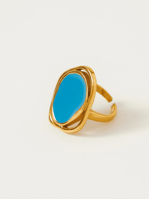 Fashion Jewelry-18k Gold Plated-Rings-Copacabana-Pacific Blue-RIVA1001_PB-Fashion Edit Voyce