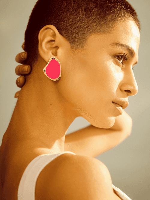 Fashion Jewelry-18k Gold Plated-Earrings-Miami-Hot Pink-RIVA1011_P-Fashion Edit Voyce