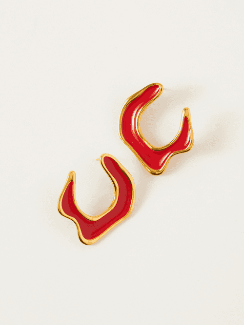 Fashion Jewelry-18k Gold Plated-Earrings-Hawaii-Red Sea (S)-RIVA1012_R_S-Fashion Edit Voyce