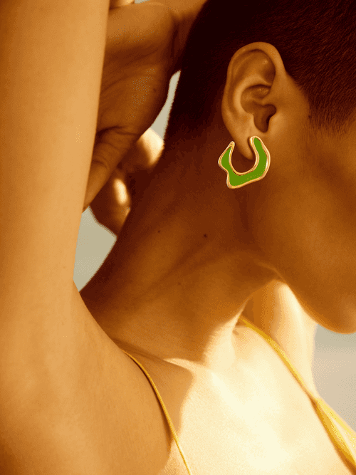 Fashion Jewelry-18k Gold Plated-Earrings-Hawaii-Lime Green (L)-RIVA1012_G_L-Fashion Edit Voyce