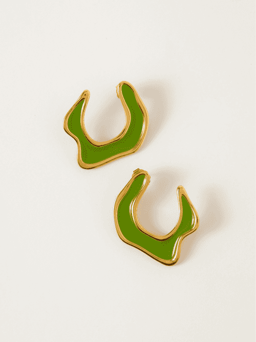 Fashion Jewelry-18k Gold Plated-Earrings-Hawaii-Lime Green (S)-RIVA1012_G_S-Fashion Edit Voyce