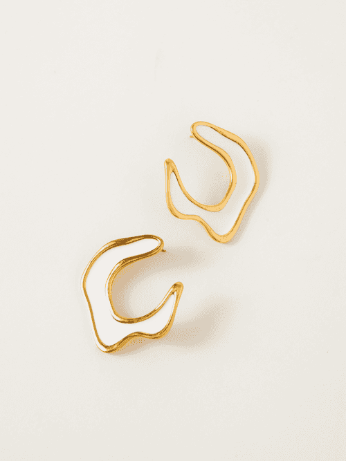 Fashion Jewelry-18k Gold Plated-Earrings-Hawaii-White Sand (S)-RIVA1012_W_S-Fashion Edit Voyce