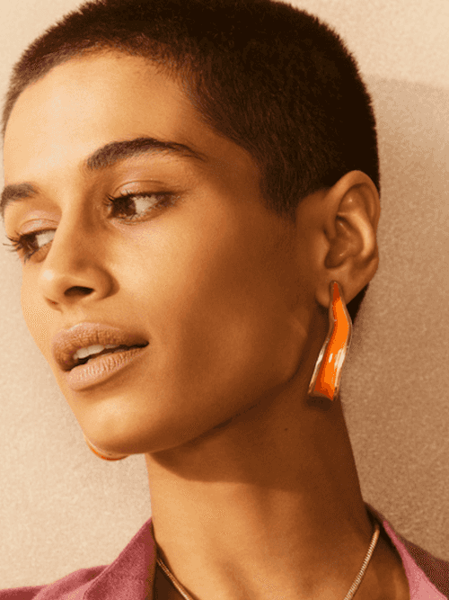 Fashion Jewelry-18k Gold Plated-Earrings-Andaman-Orange Coral-RIVA1020_O-Fashion Edit Voyce