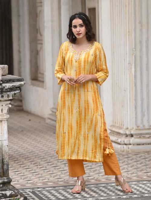 Yellow Shibori Amreen Kurti