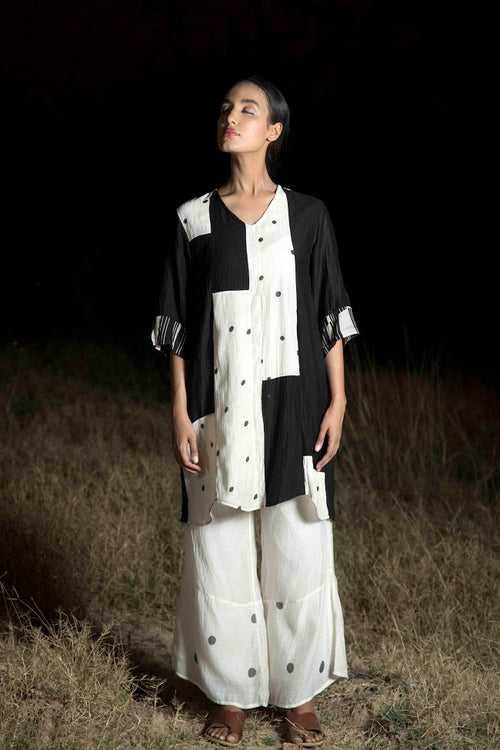 Patch Spotted Black Kurta