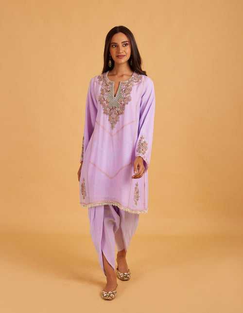 Rainbow Jaali Kurta Set In Purple