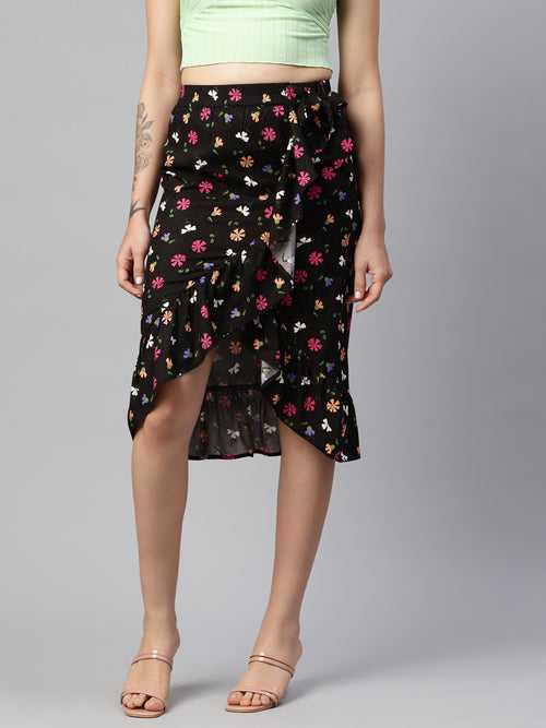 Floral Printed Wrap Skirt