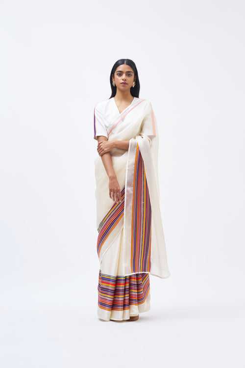 CHARLEY STRIPE TECHNICOLOUR BORDER SAREE