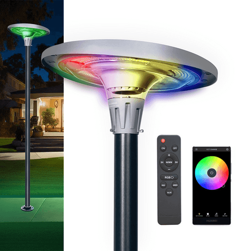 Hardoll 1200W Solar UFO Light for Home Garden LED Waterproof Outdoor Lamp (Warm White &Cool White+RGB)