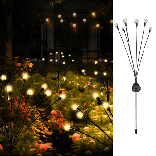 Hardoll Solar Lights Outdoor 6 LED Crystal Lamp for Home Garden Waterproof Decoration (Warm White-Pack of 1)