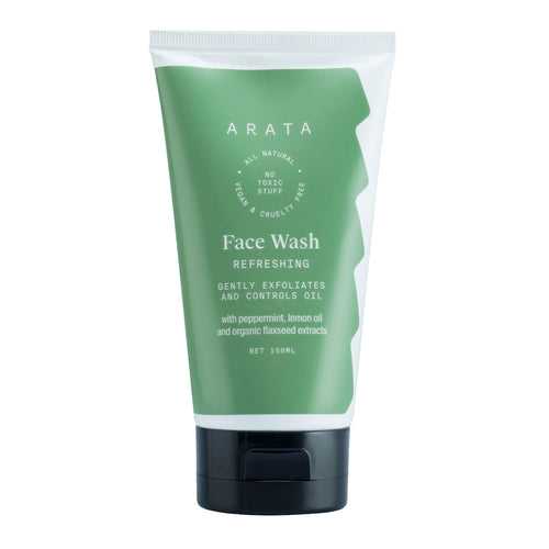 Arata Natural Refreshing Face Wash | All-Natural, Vegan & Cruelty-Free | Gently Exfoliates & Controls Oil 150ml