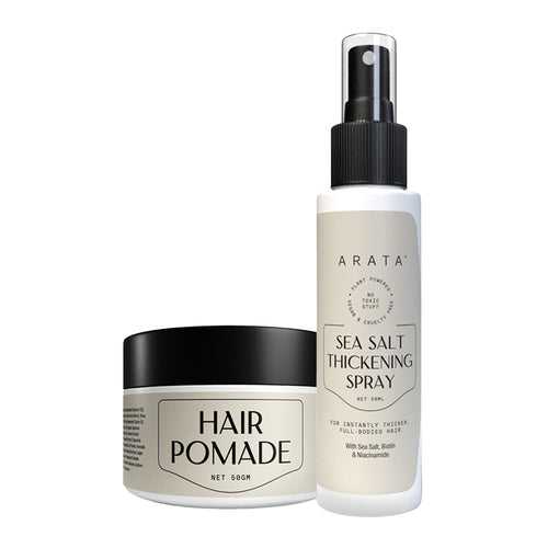 Arata Pro Grooming Set With Sea Salt Thickening Hair Spray 50ml & Hair Pomade 50g