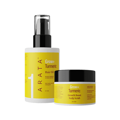 Arata  Grow + Turmeric Range | Hair Oil  100ml & Scalp Scrub 50g