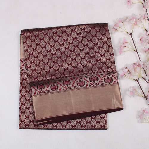 Maroon Soft Silk Brocade Saree