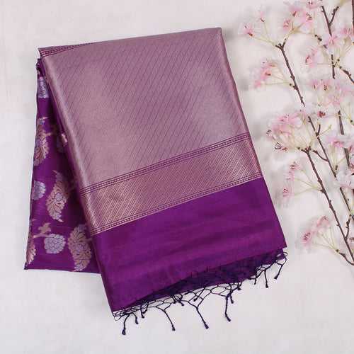 Purple Banarasi Kora Saree