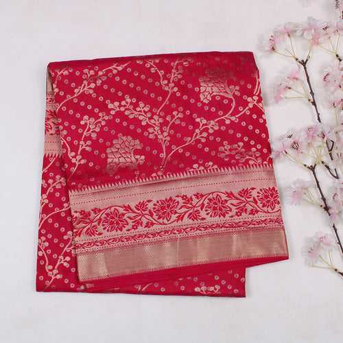 Deep Pink Soft Silk Brocade Saree