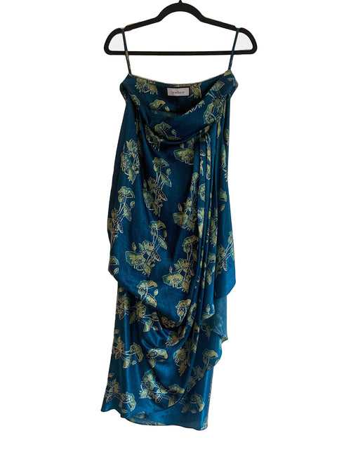 Blue Printed Drape Skirt