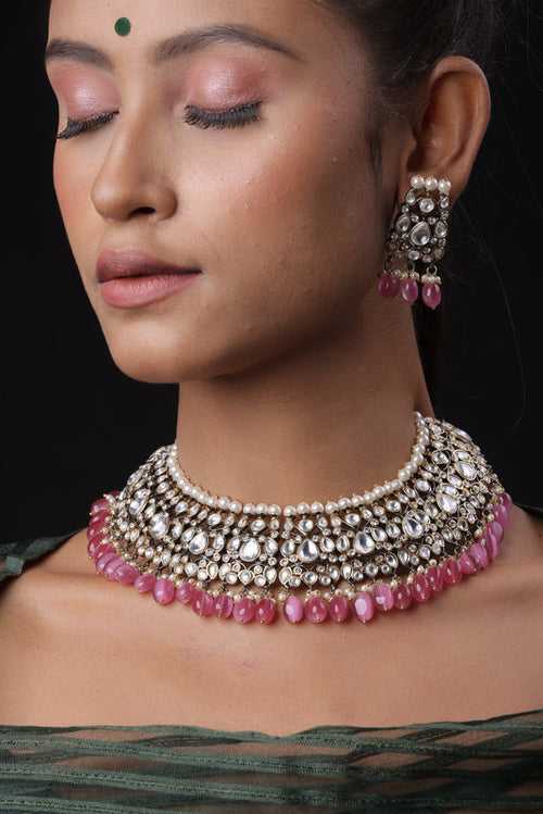 Heavy Choker With Pink Pearls