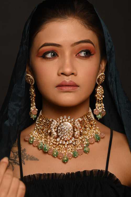 Meenakari Work Choker With Earring