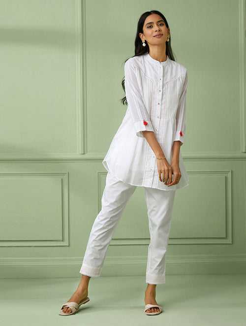 Ivory Cotton Silk & Khadi Top