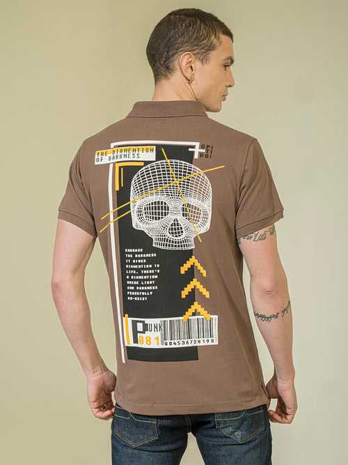 PUNK DIAMENTION Brown Polo T-Shirt