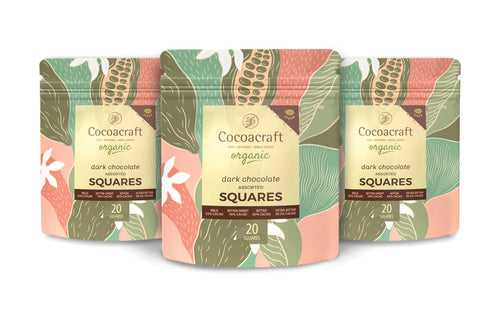 ASSORTED ORGANIC DARK CHOCOLATE SQUARES 100G | PACK OF 3