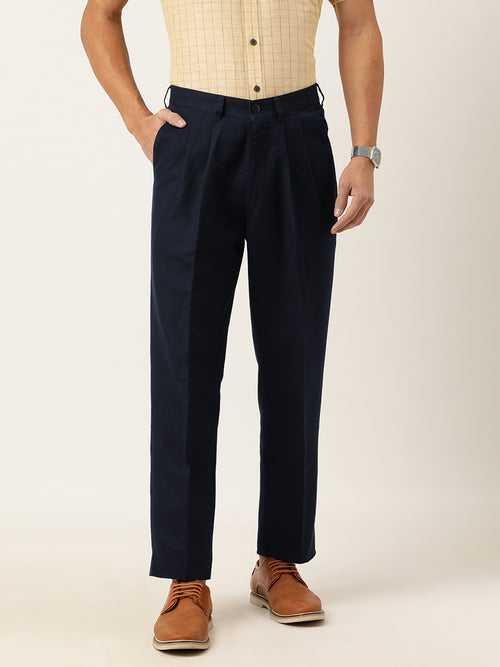 Navy Blue Regular Fit Trouser