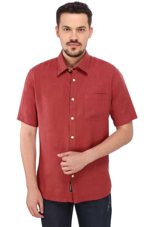 Maroon Half Sleeve Linen Shirt