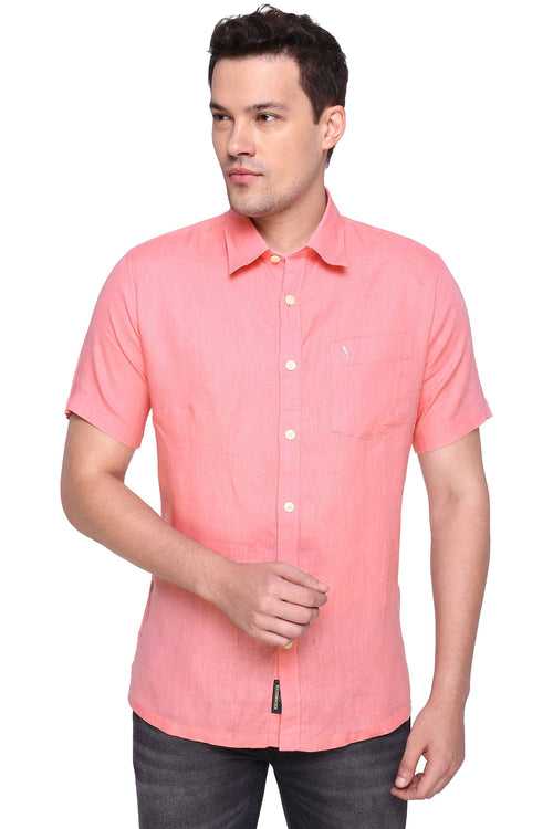 Freeze Pink Half Sleeve Linen Shirt