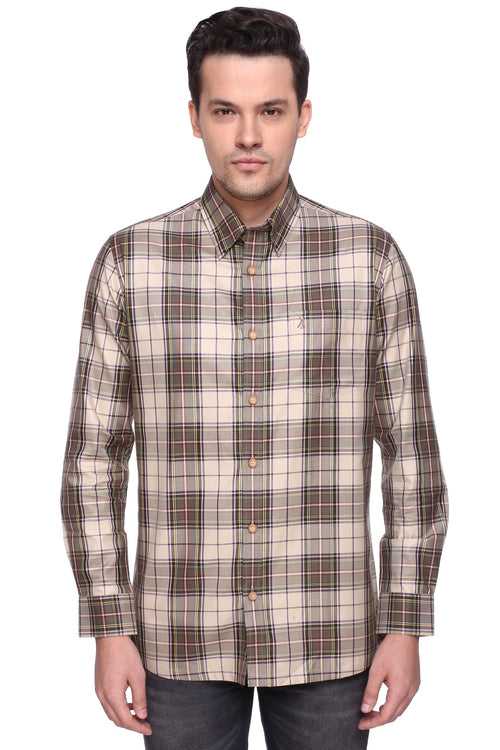 Earthy Plaid Jewel Twill Full Sleeve Shirt