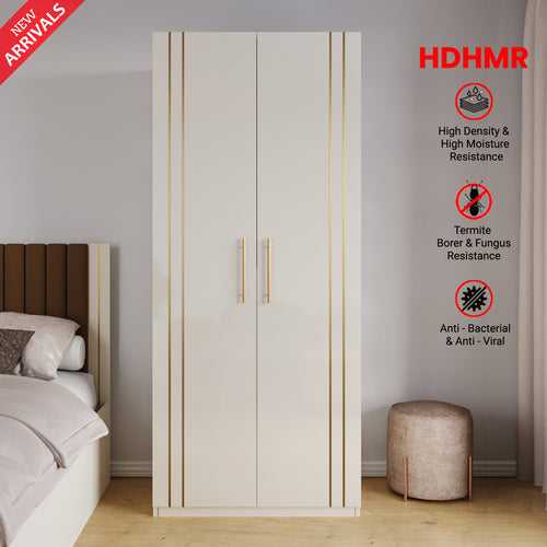 Canna 2 Door Wardrobe in HDHMR- Champagne