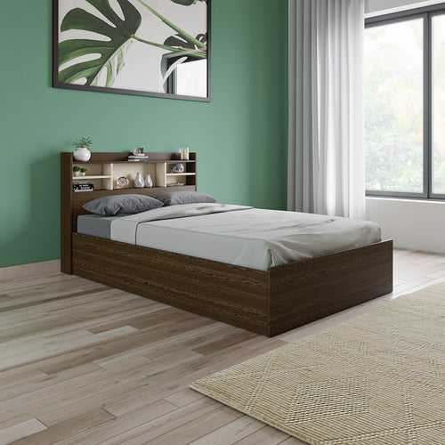 Zencozy Single Large Bed - Wenge & Beige