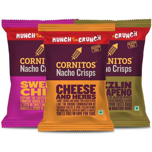 Cornitos Nacho Chips Cheese, Sweet Chili & Jalapeno Munch on the Crunch 3 Pack Combo