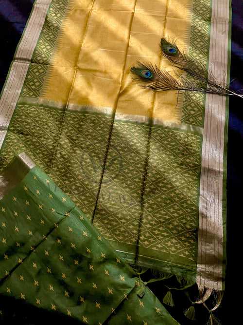 Golden Yellow Premium Raw Silk Saree