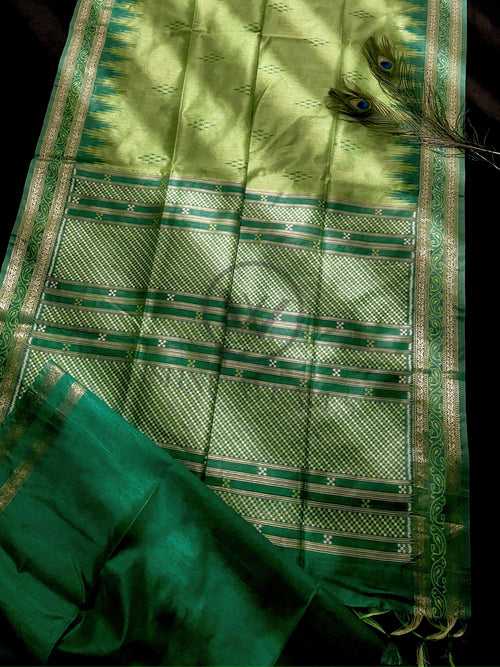 Parrot Green Premium Raw Silk Saree