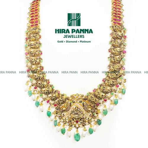 Antique Lakshmi Devi Ruby & Emerald haram