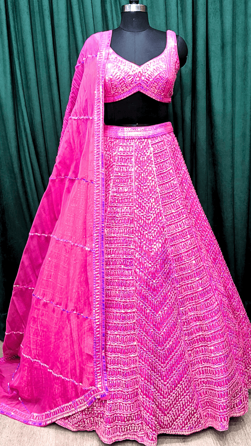 Rani Organza Lehenga With Sequins