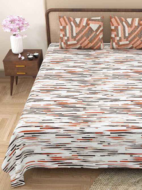 Double Bedsheet with 2 Pillow Covers Cotton Abstract Design Multi Colour - Element Collection