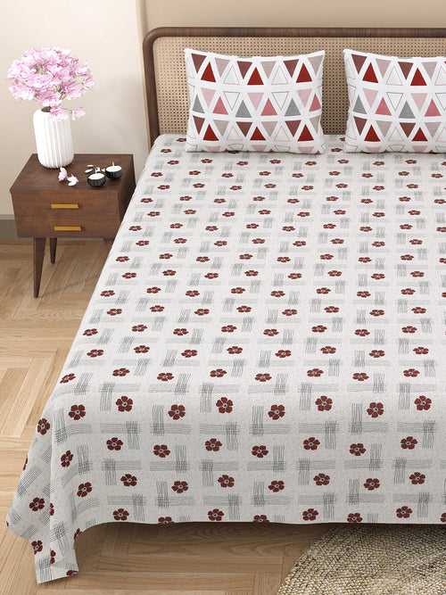 Double Bedsheet with 2 Pillow Covers Cotton Abstract Design Pink Colour - Element Collection