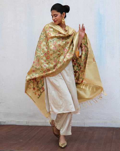 Akidat Handwoven Banarasi Kimkhab Brocade Dupatta