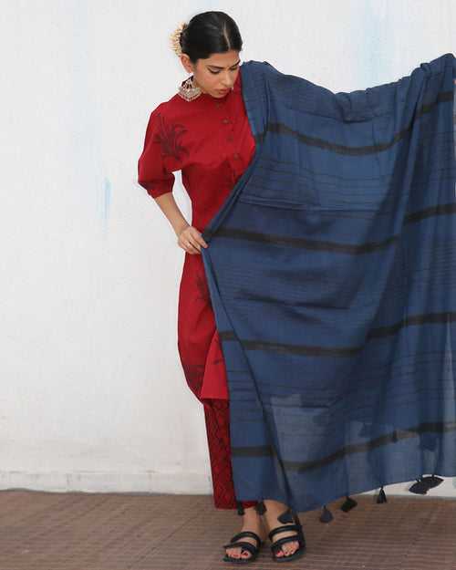 Ahima Blockprinted  Cotton Dupatta - NOMAD