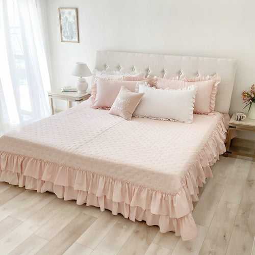 Elaine - A Freefalling Ruffled Bedspread -  Comes With Two Ruffled Pillowcases